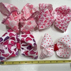 Bows with Hearts, Valentines theme Hair Bows